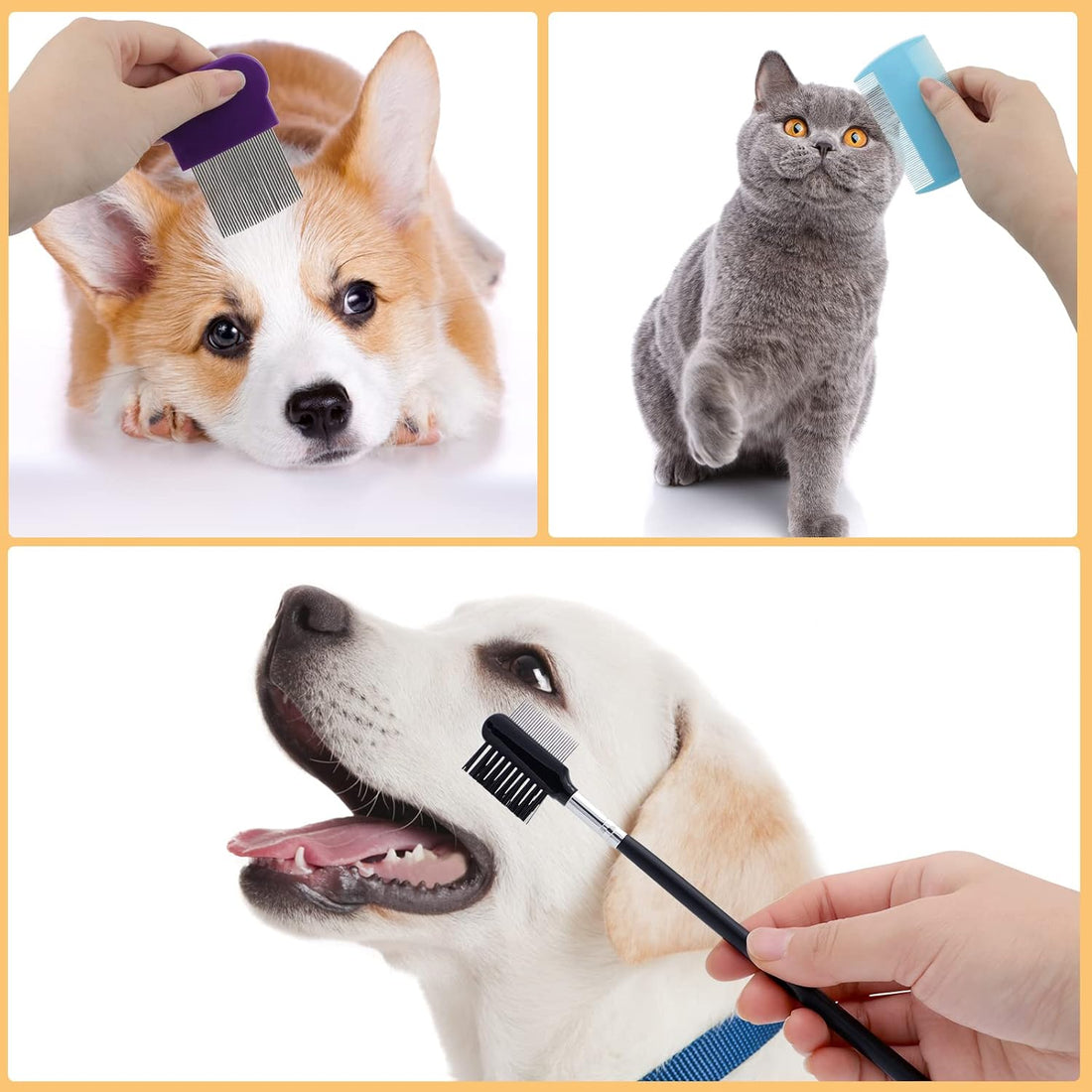 10 Pack Flea Comb for Dogs Cats, Stainless Steel Grooming Combs