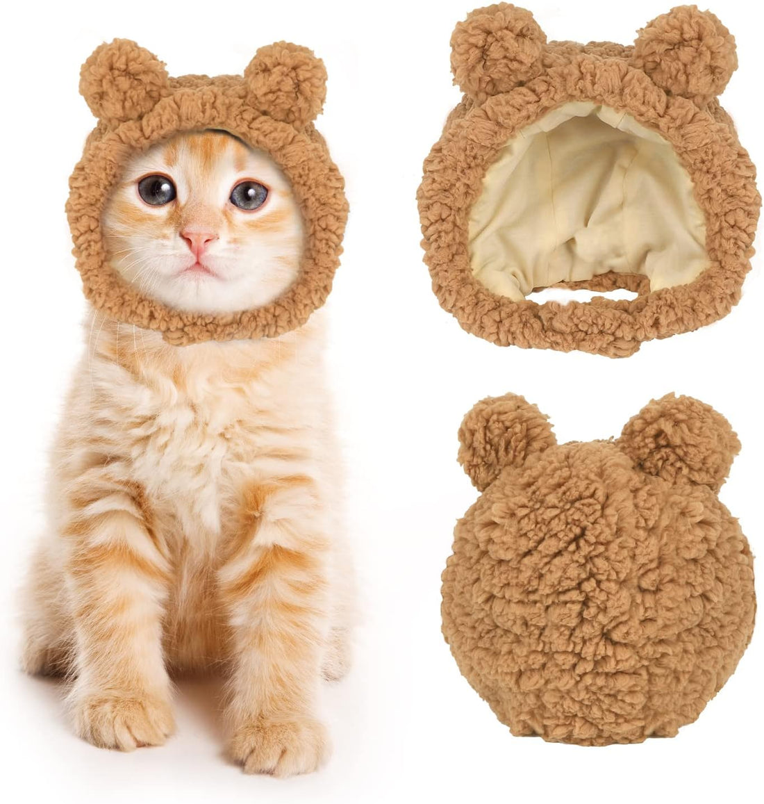 JOICEE Cute Cat Costume Warm Bear Hat Adjustable Small Pet Headwear