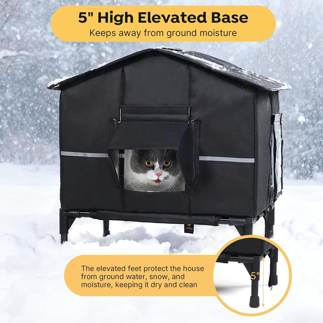 Veehoo Outdoor Heated Cat House Weatherproof