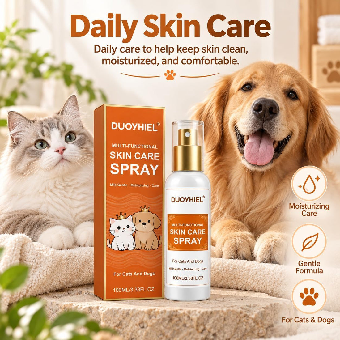 Skin Care Spray for Pets, Rinse-Free for Soothing Itching, Discomfort