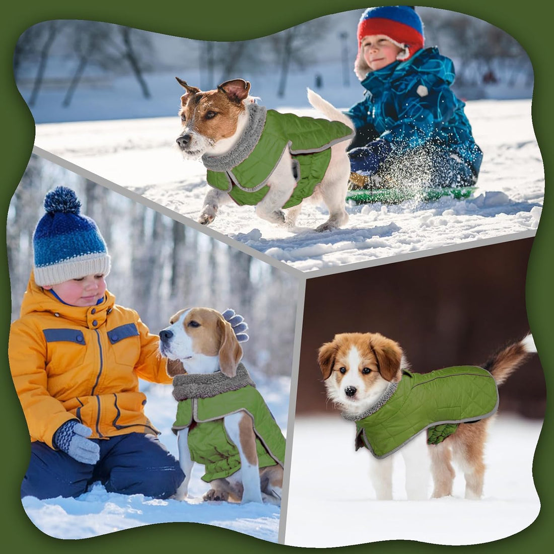 Dog Winter Coat with Waterproof Zipper Harness Hole, Fleece Dog Jacket
