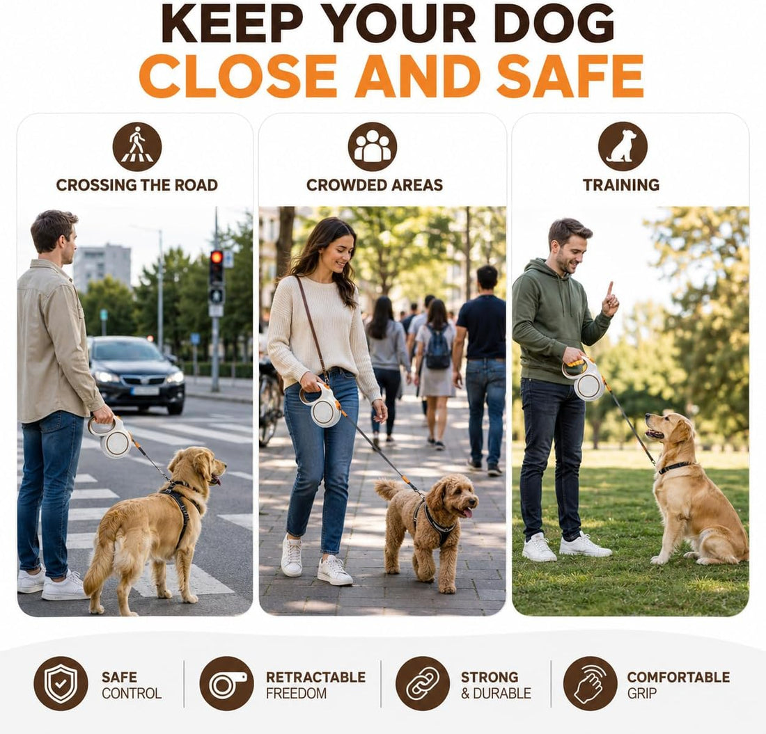 16.4 FT Heavy Duty Retractable Dog Leash for Dogs Up to 110 lbs
