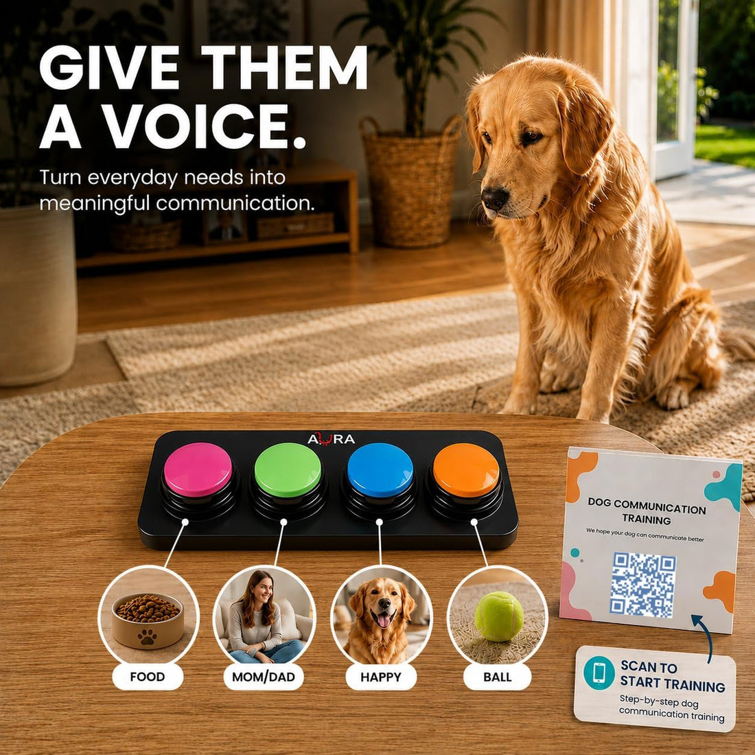 A-URA Dog Buttons for Communication, Recordable Dog Talking Buttons