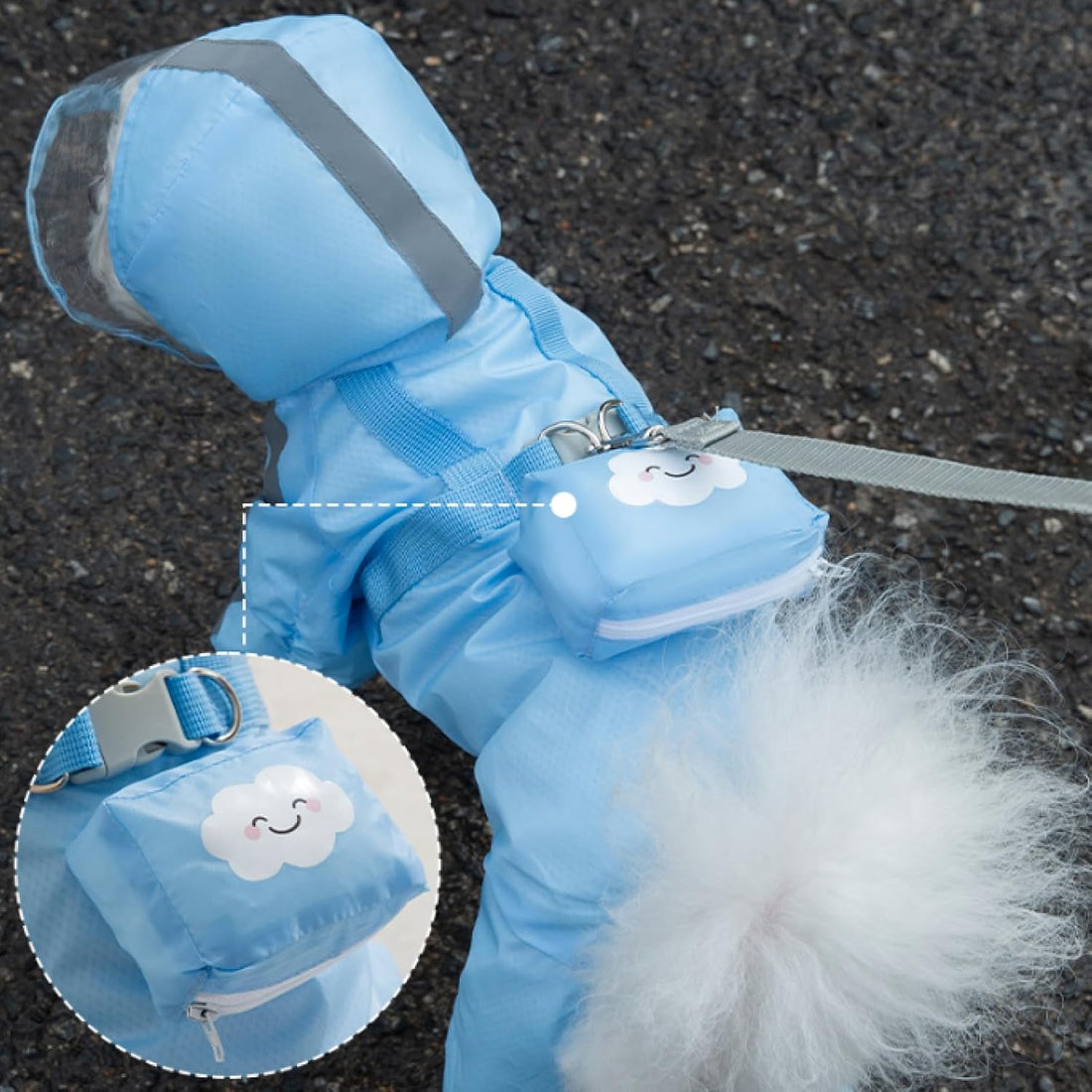Full Coverage Small Dog Raincoat, Waterproof with Four-Leg Protection