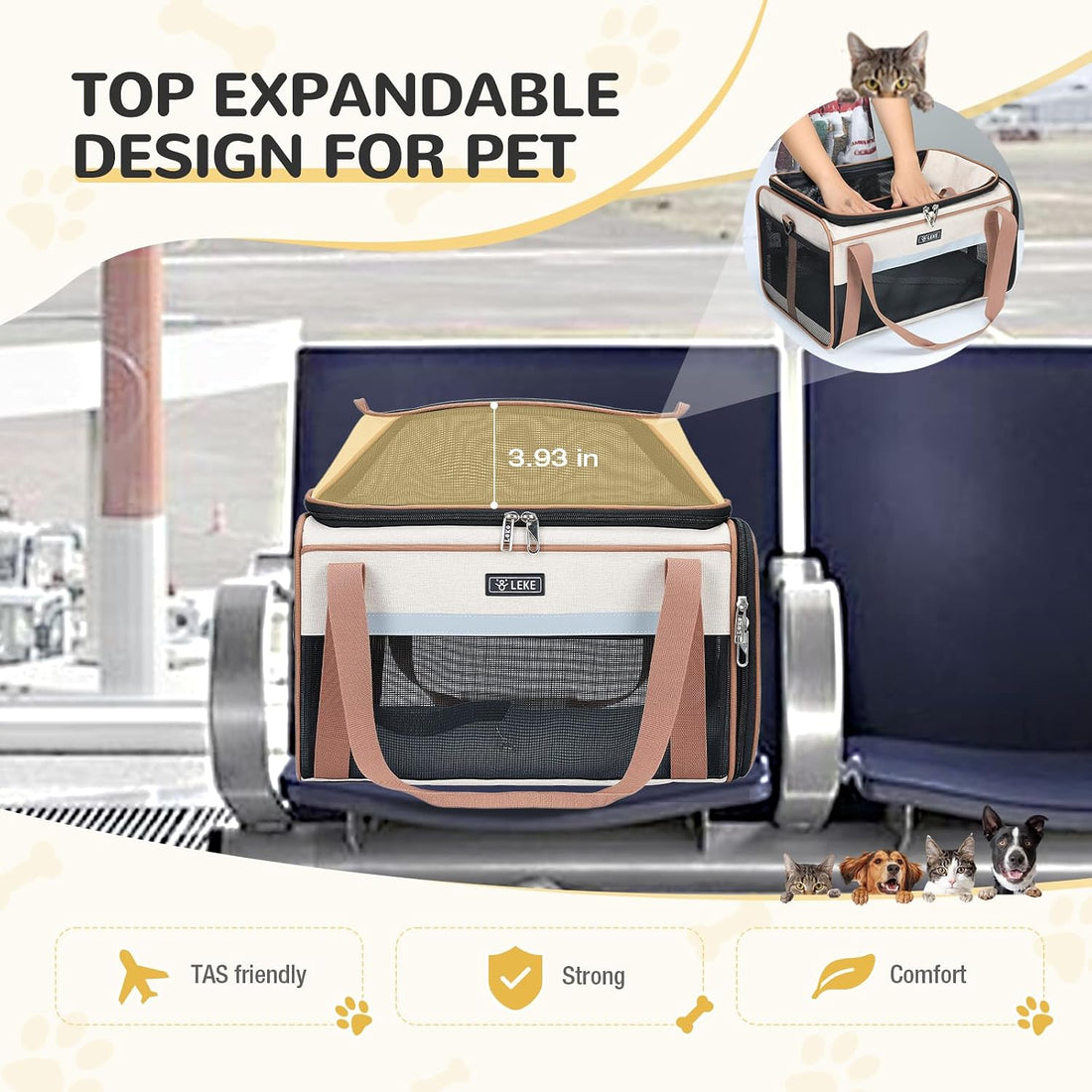 Lekereise Top-Expandable Pet Carrier 18x11x11Inch Delta American