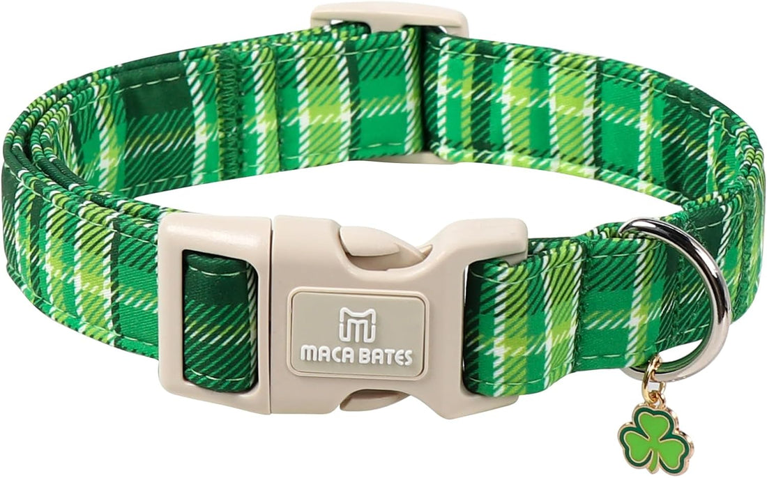 Maca Bates Fall Plaid Dog Collar,Pumpkin Charm,Small for Girl,BoyDogs