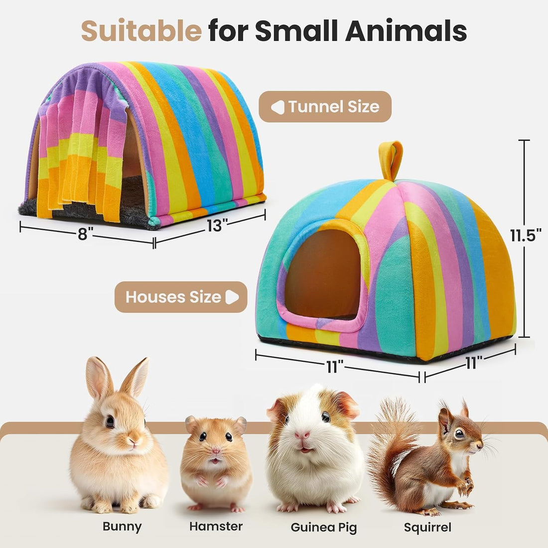 Guinea Pig Hideout Soft Large Bed Tunnel with Door Curtain 2 Pack