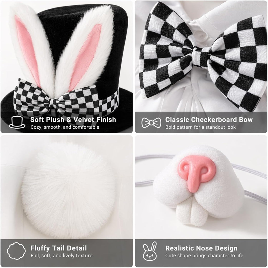 9PCS White Rabbit Costume, Halloween Costumes, Party Dress Up