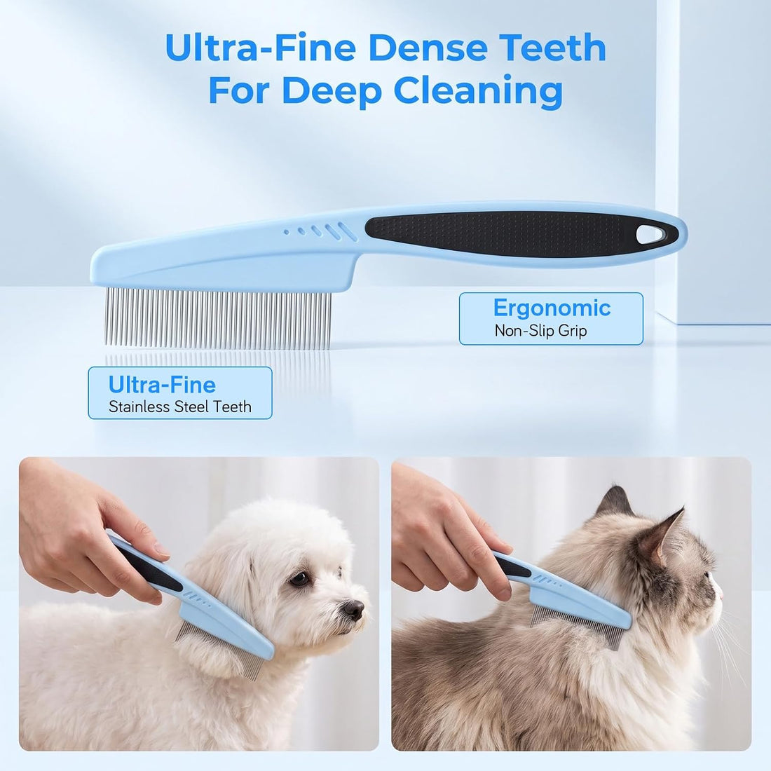 Pet Grooming Combo Flea Lice Combs for Dogs Cats Stainless Steel