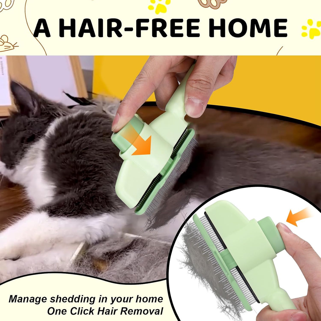 XANGNIER One-click Self Cleaning Cat Comb for Long/Short Haired Cats