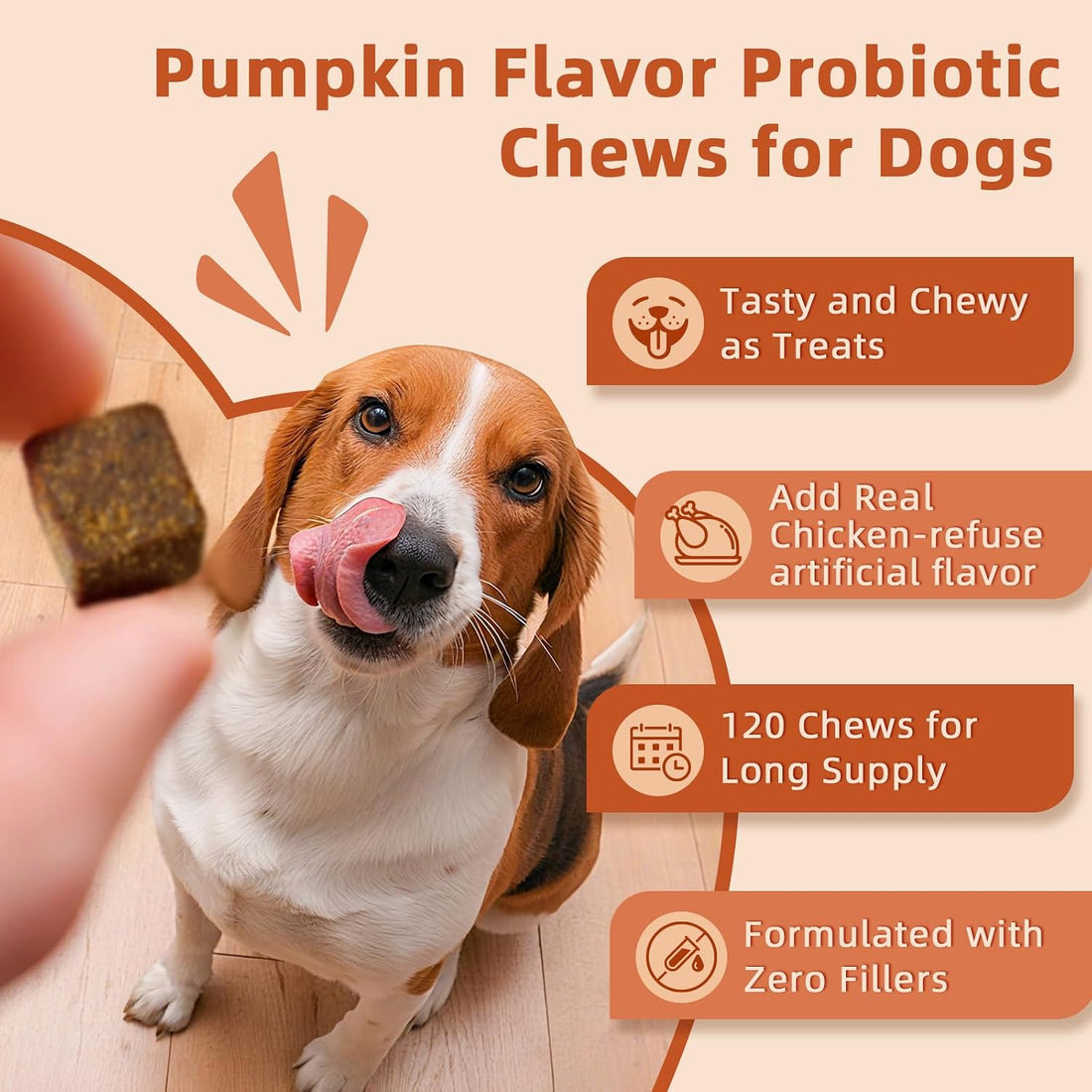 ZEBORA Probiotics for Dogs, Digestive Health, Pumpkin, 120 Soft Chews