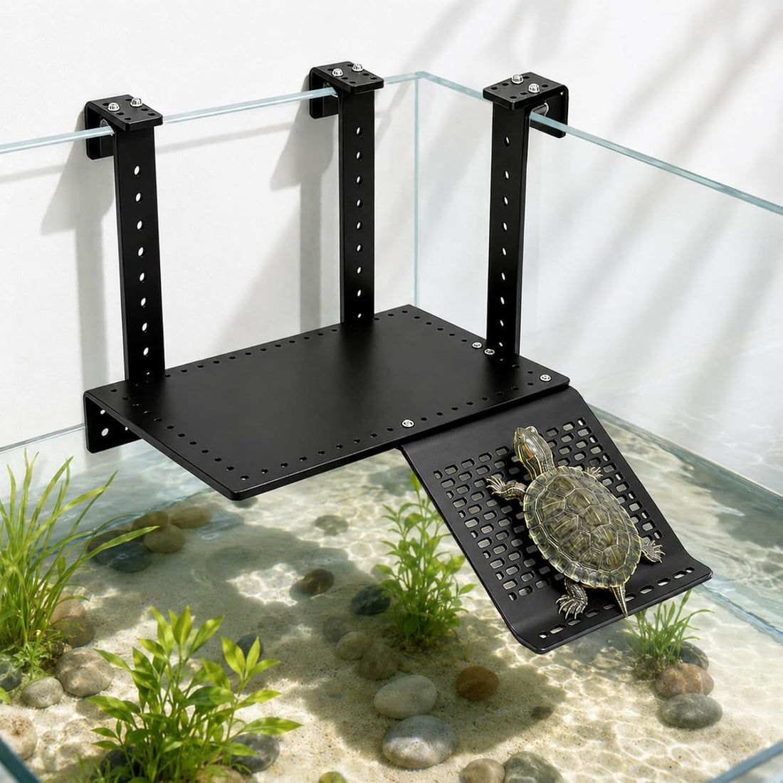 Hanging Turtle Basking Platform with Ramp & Artificial Grass Floating