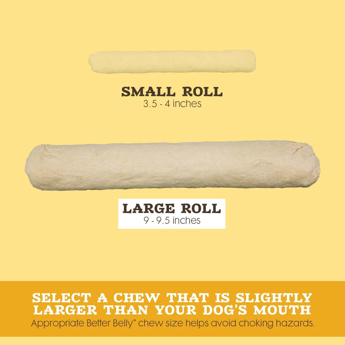 Better Belly Highly Digestible Rawhide Large Roll Chews, 3 Count