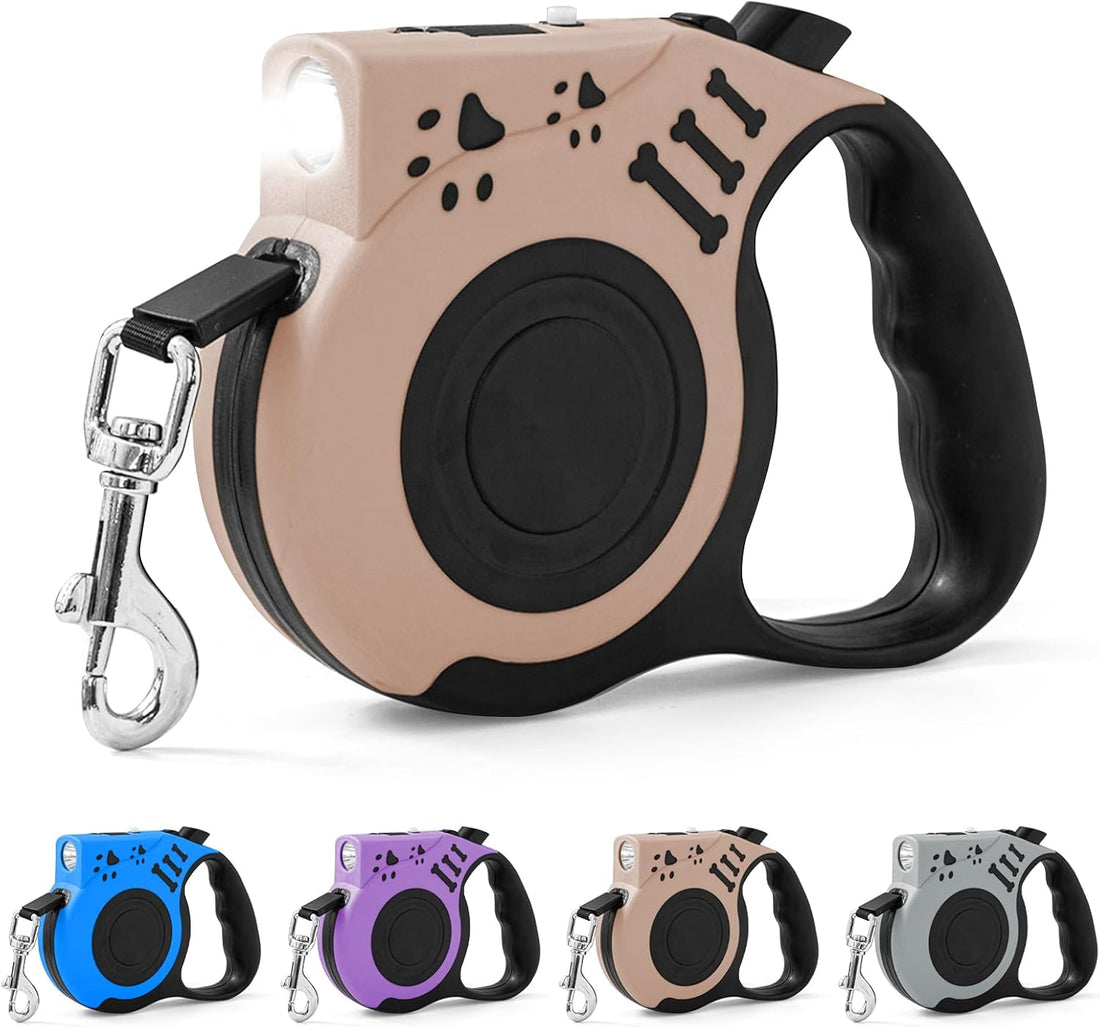 Retractable Dog Leash with USB Rechargeable Flashlight