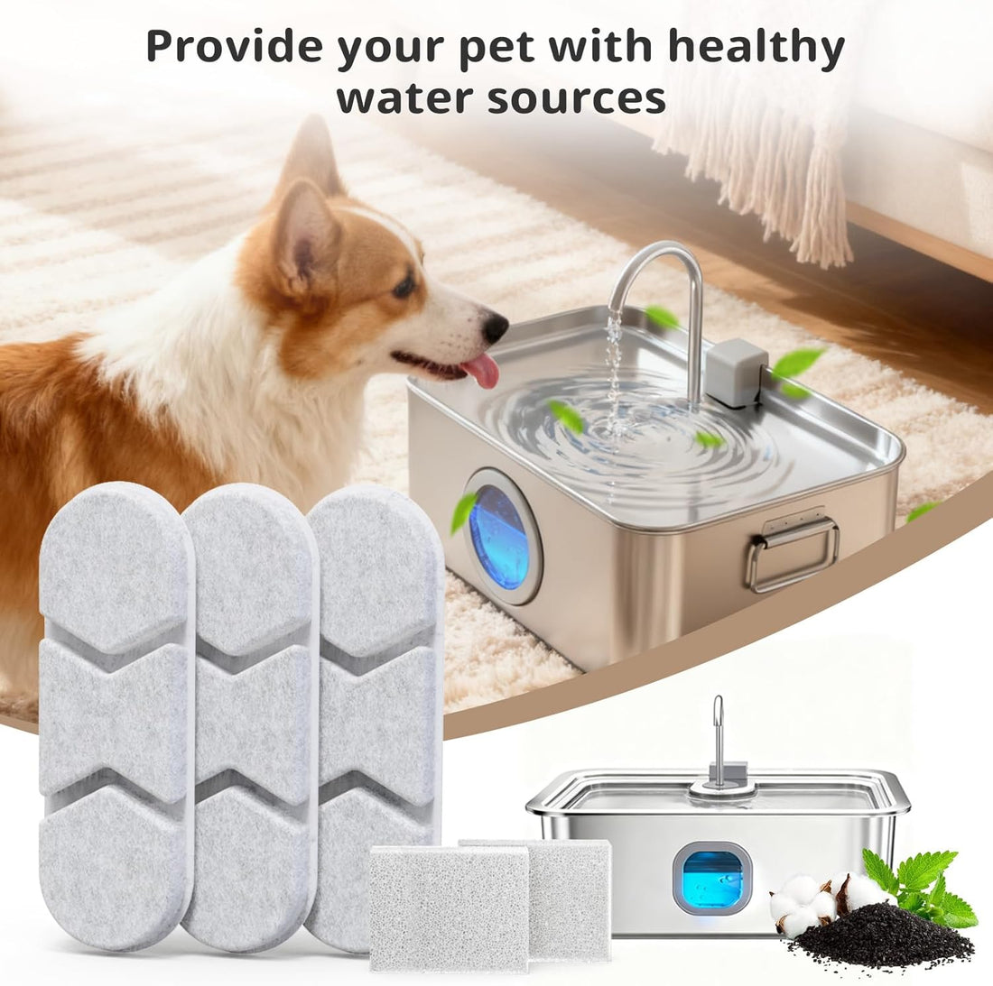 12 Packs Large Dogs Water Fountain Filters