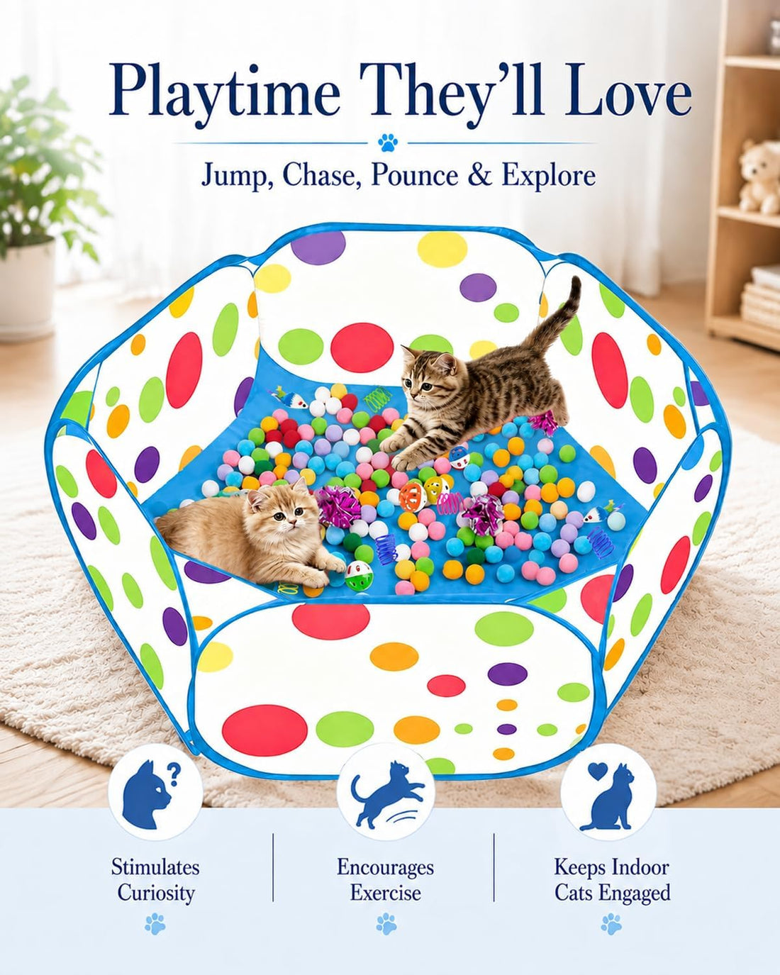 Cat Ball Pit with 227 Pcs Interactive Cat Toys