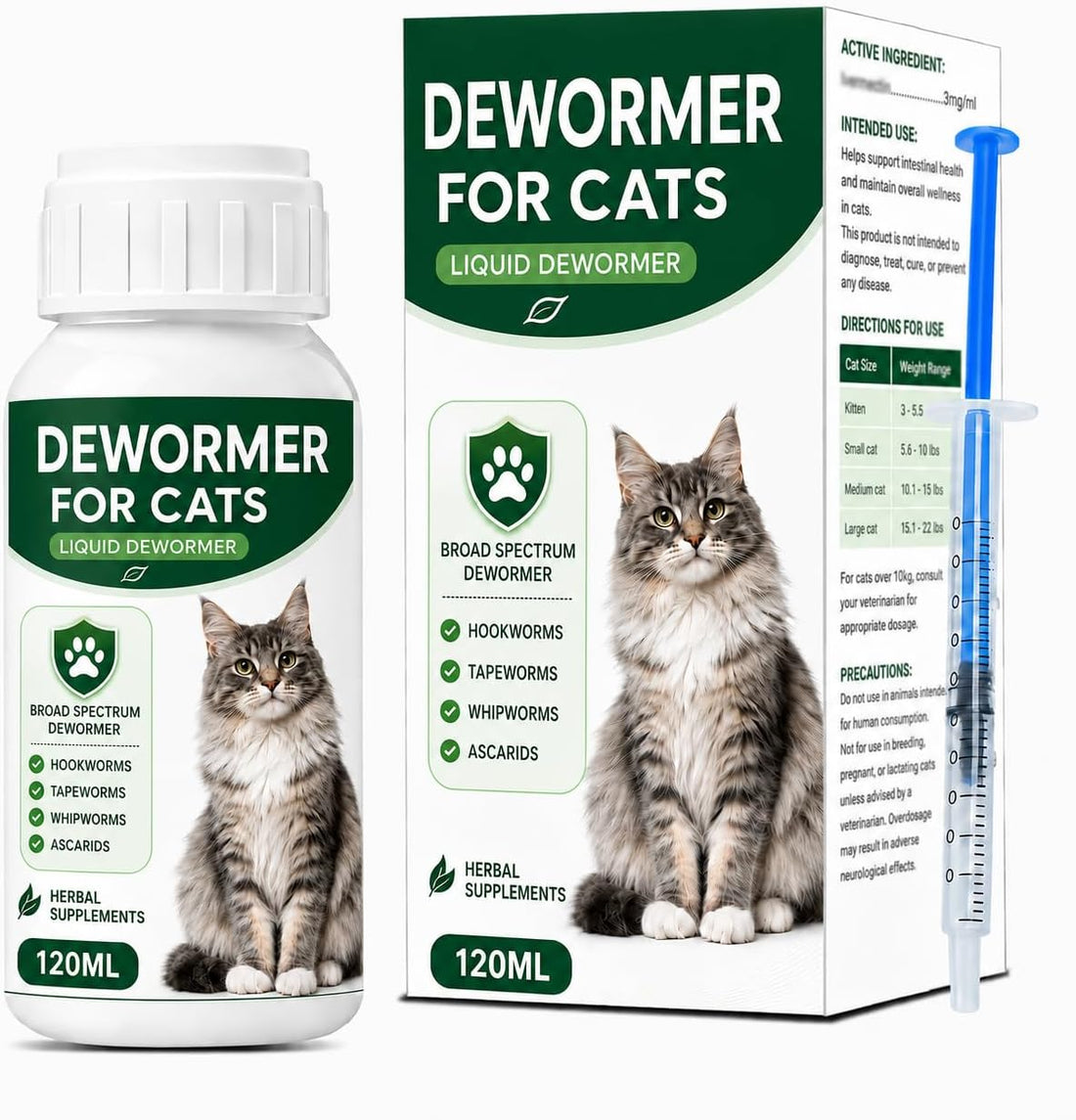 Dewormer for Cats & Kittens, Broad Spectrum Liquid Cat dewormer