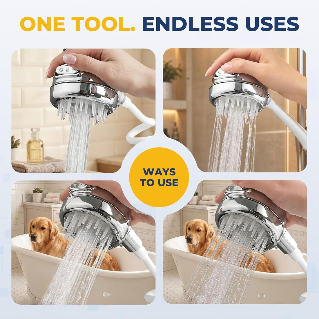 Pet Shower Sprayer Set with 8.2ft Hose & Adjustable Flow Control