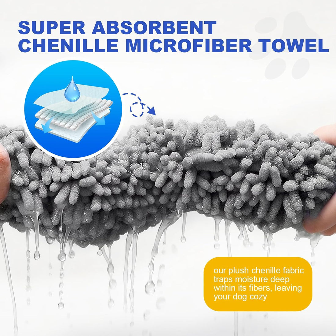 WOUSEDO Microfiber Chenille Dog Towel 1 Pack
