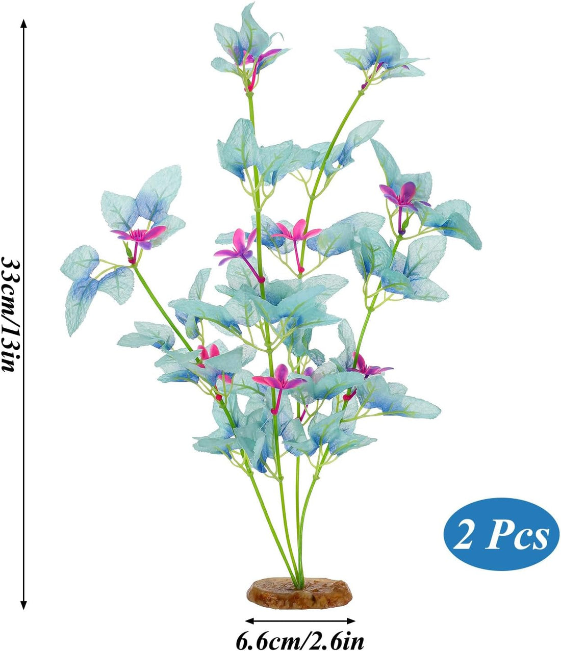 2Pcs Silk Aquarium Plants 13" Cyan Silk Plants for Fish Tank Goldfish