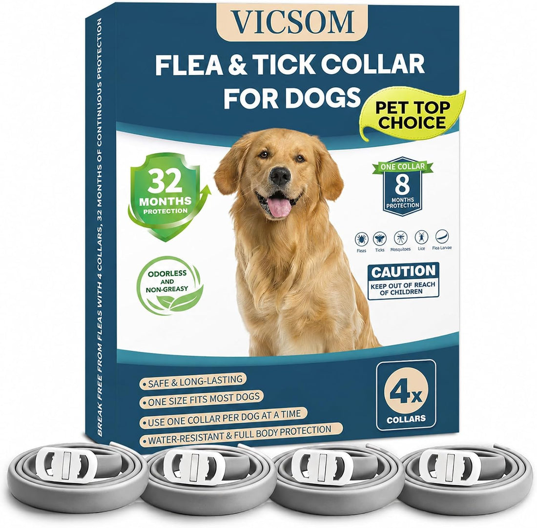 4 Pack Flea Collar for Dogs, 32 Months Flea and Tick Prevention