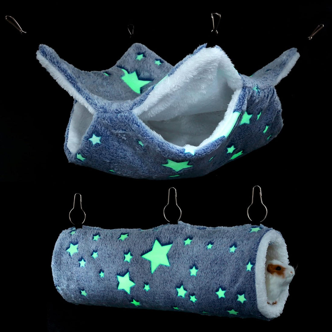 Noctilucent Luminous Guinea Pig Rat Hammock Bunkbed Hanging Tunnel