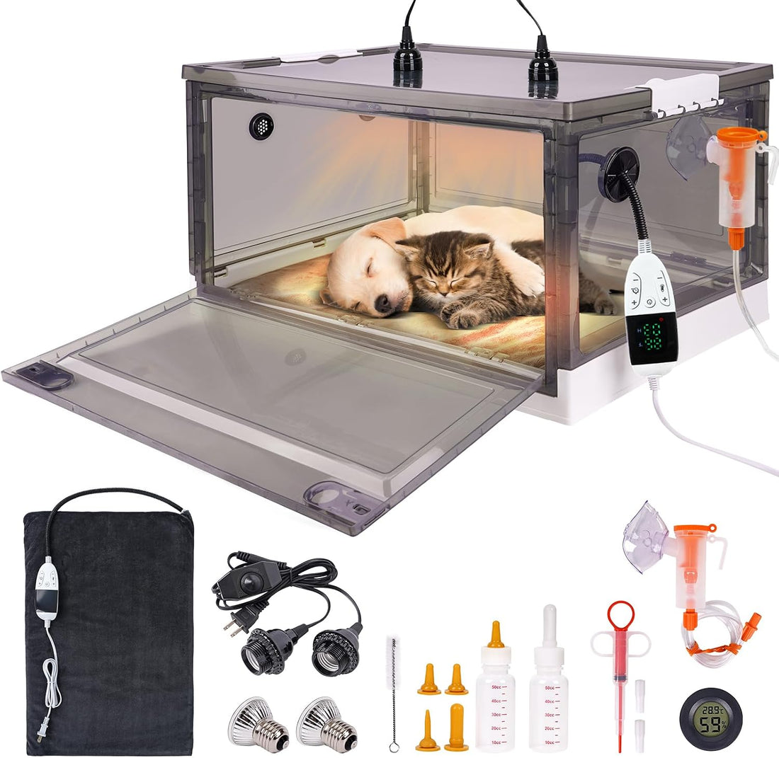 Puppy Incubator with Heating and Oxygenator, Incubator for Puppies 85L