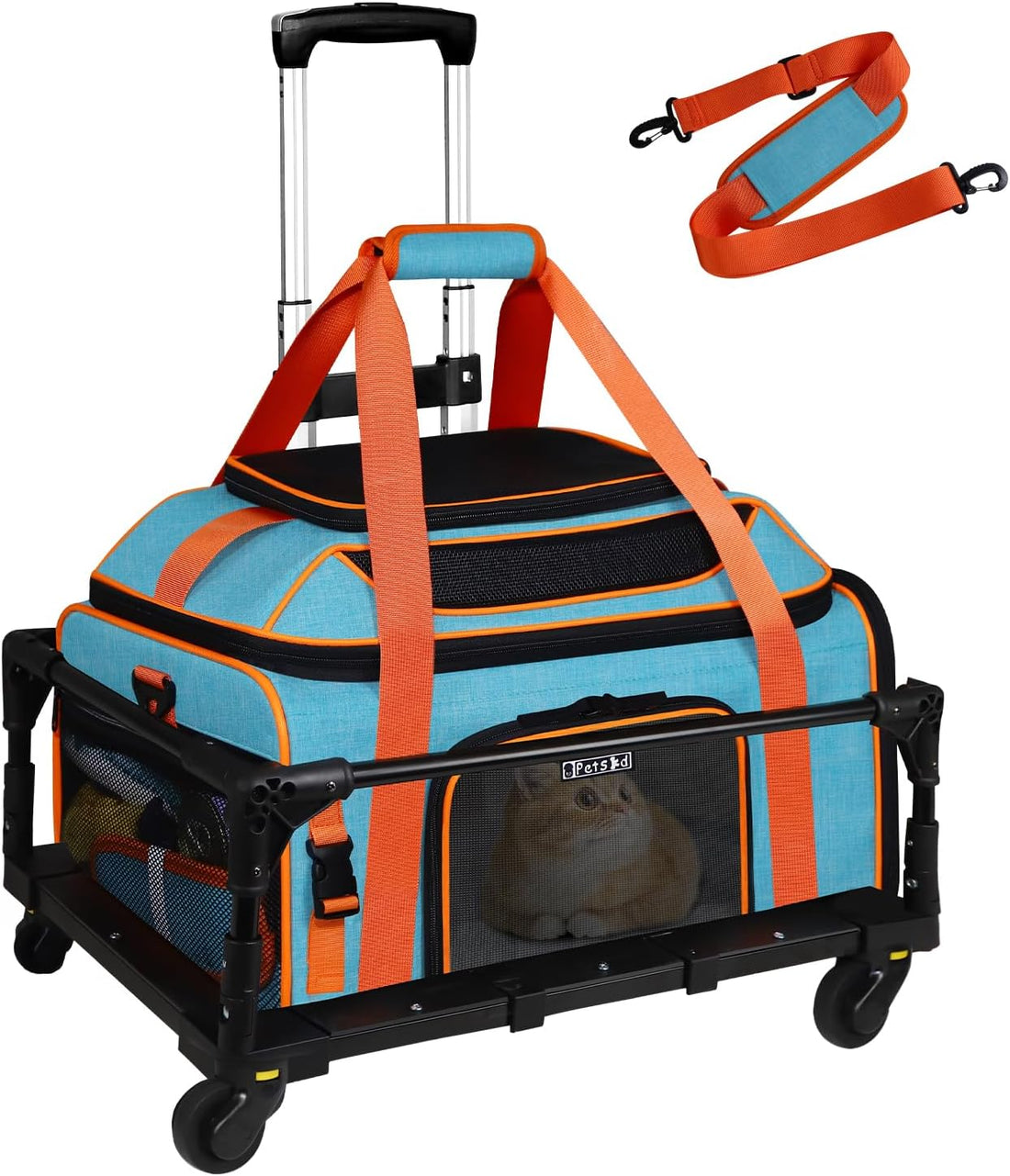 Petskd Top and Side Expandable Pet Carrier Airline Approved, Blue