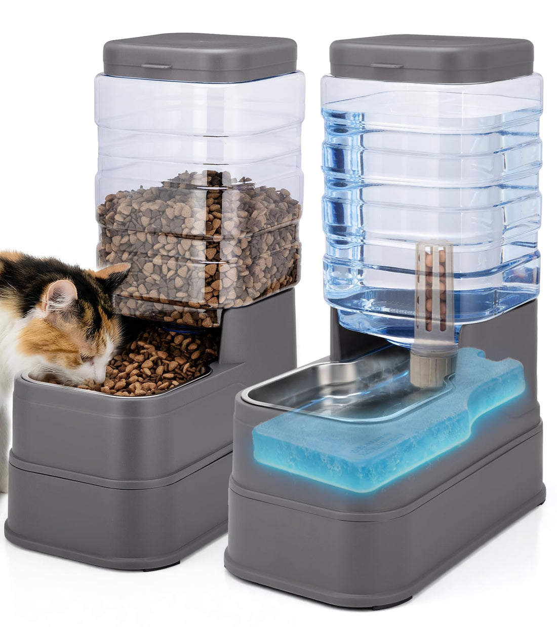 2 Pack Automatic Cat Feeder and Water Dispenser 1.3Gallon Dog Gravity