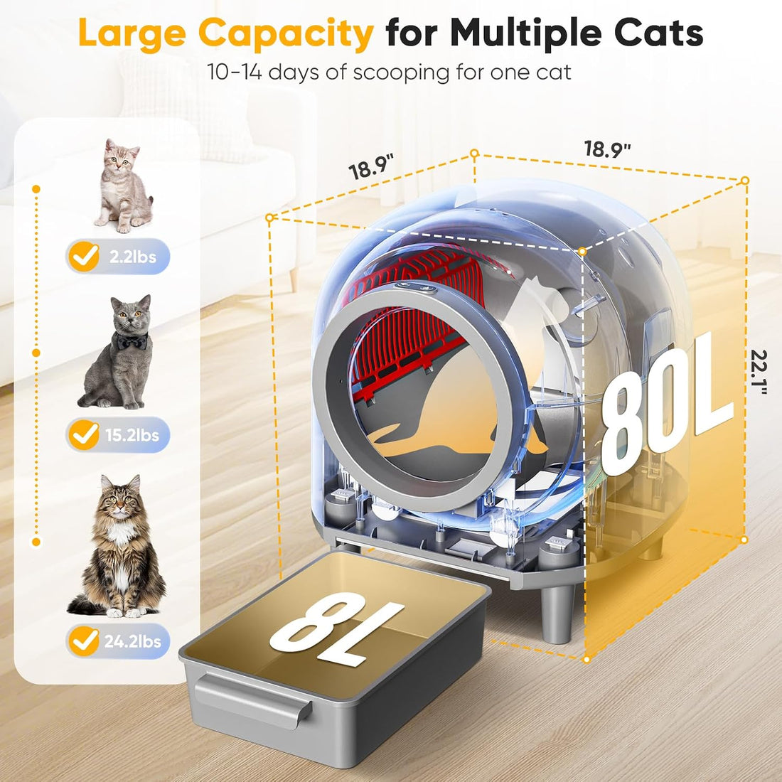 Self Cleaing Litter Box for Multiple Cats