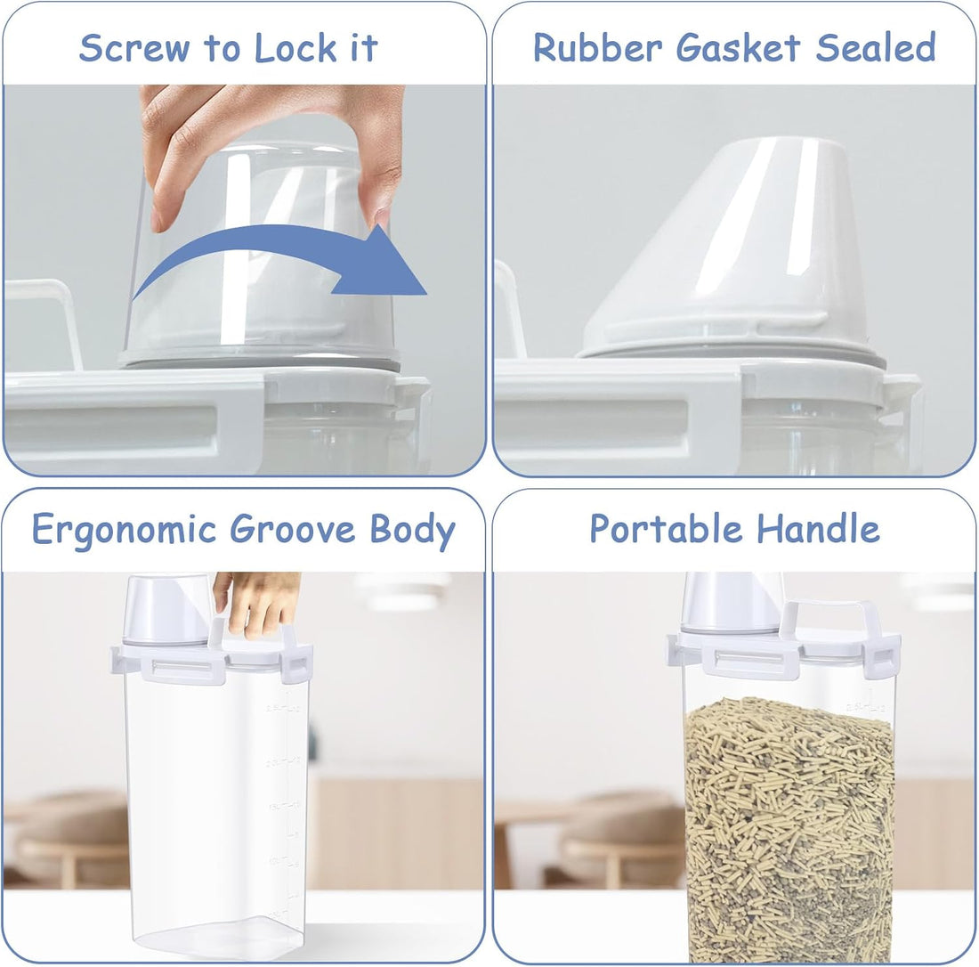Newivi 2 Pcs Cat Litter Storage Container with Airtight Lid Cat