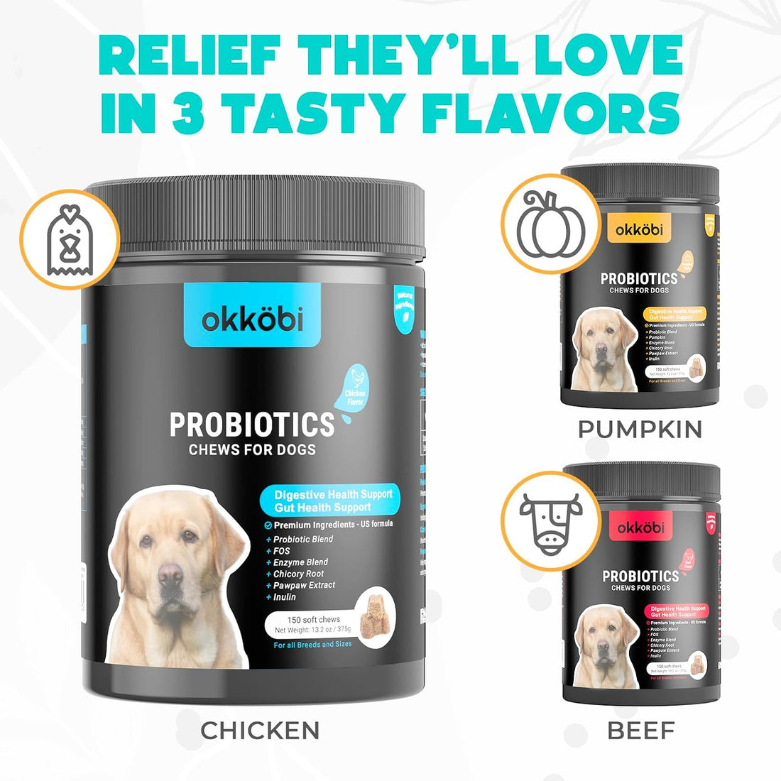 Probiotic Chews for Dogs, 150 Count, Digestive, Gut Health Support