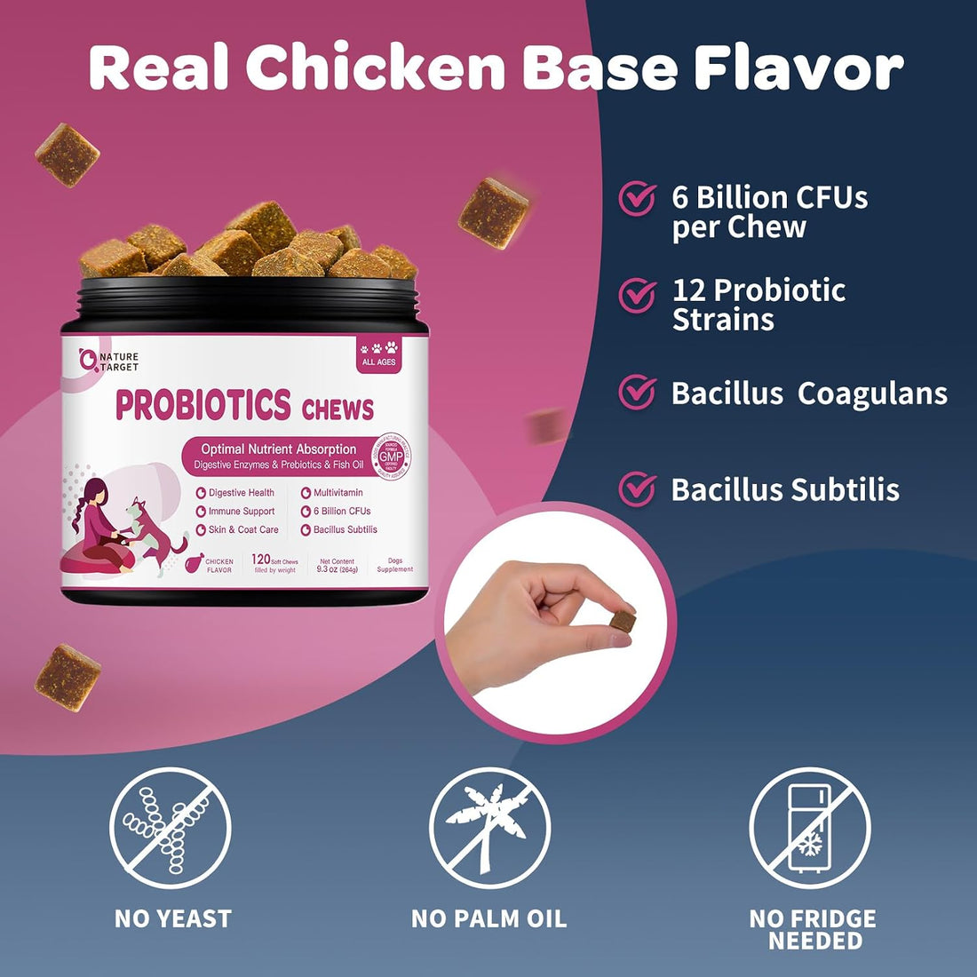 NATURE TARGET Probiotics for Dogs & Digestive Enzymes for Digestive