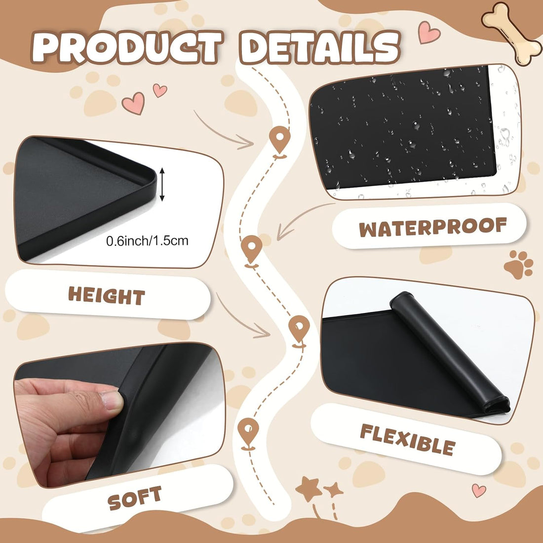 Dunzy 50" x 30" Silicone Pee Pad Holder Tray Extra Large Puppy Pee
