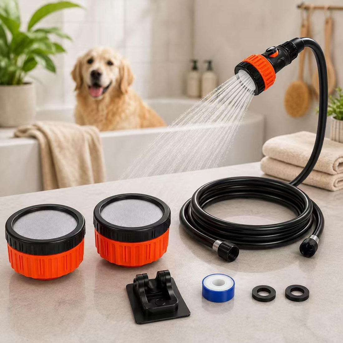Pet Shower Sprayer Kit with 79 Inch PVC High Pressure Hose
