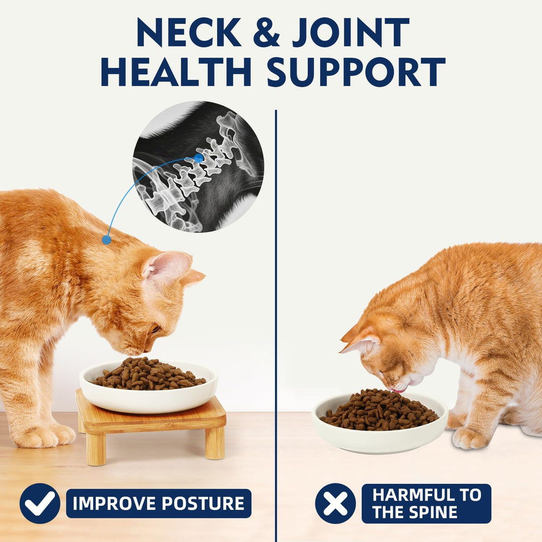 DoogCat Raised Cat Bowl, Elevated Cat Bowls with Bamboo Stand