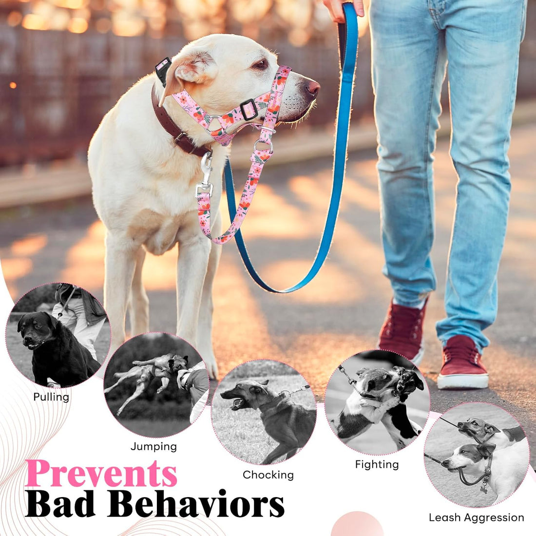 HIGO Dog Head Collar, Adjustable Head Collar for Dogs