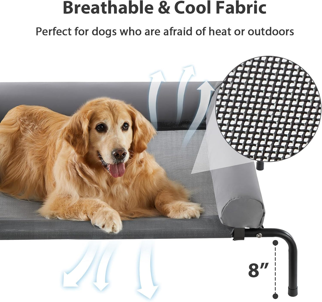 RRPETHOME Large Elevated Cooling Dog Bed 43 x 31 x 8 Inch