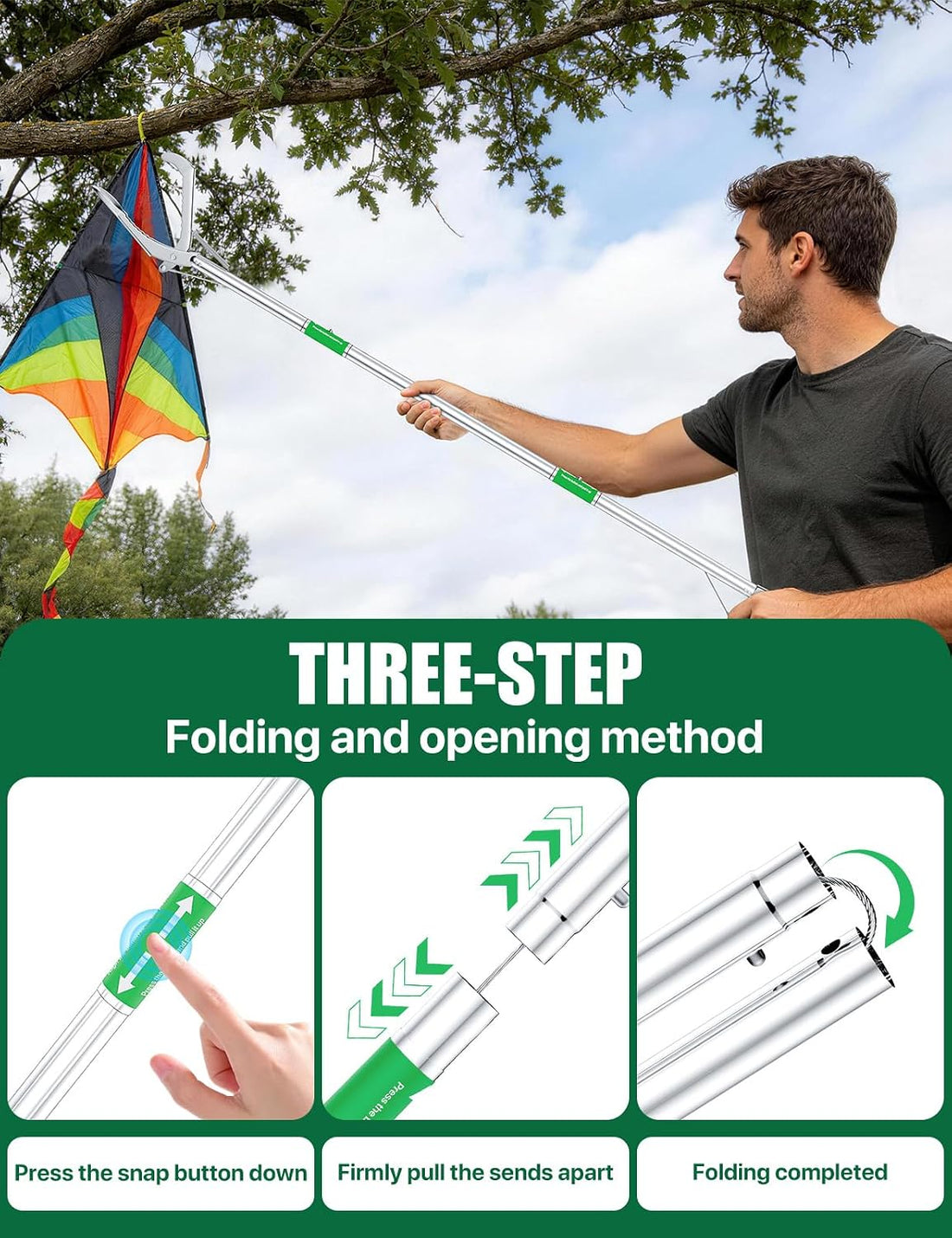 Grabber Reacher Tool, 50" Foldable Extra Long Snake Grabber