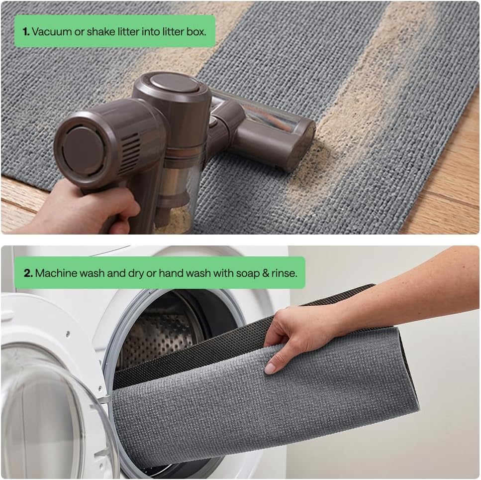 GORILLA GRIP Cat Litter Mat, Soft Felt Scatter Catcher, 24x17, Gray