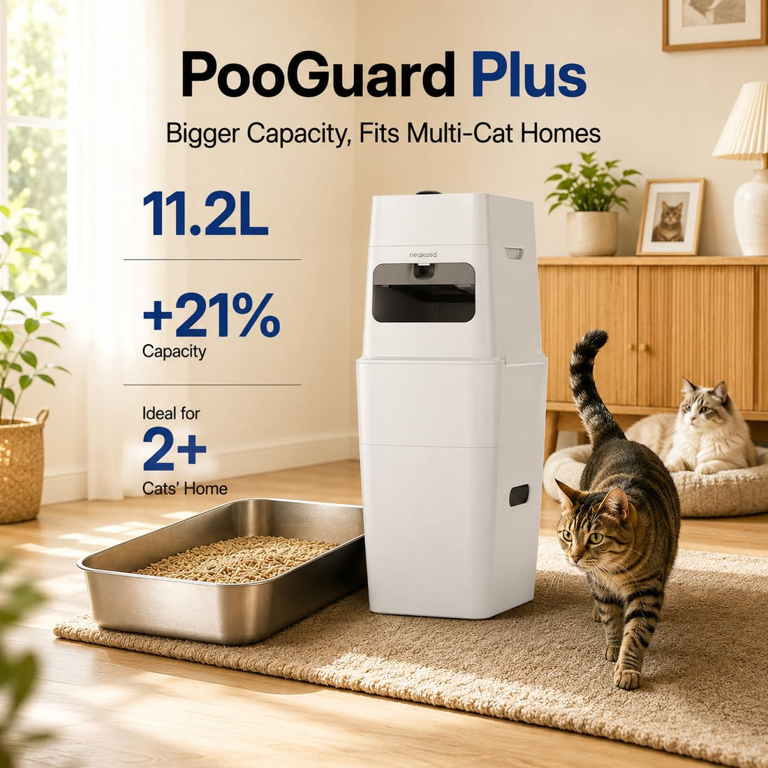 Neakasa 2XL Cat Litter Trash Can for Multi-Cat Homes