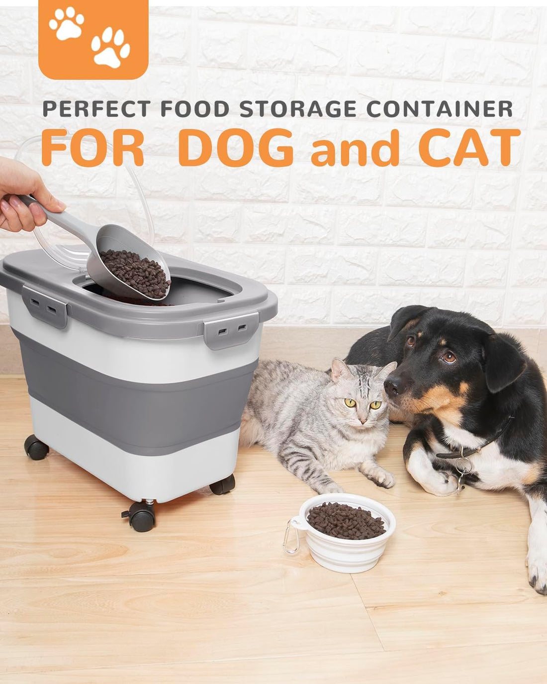 20-23 Lbs Dog Food Storage Container,Collapsible Dog Food Container