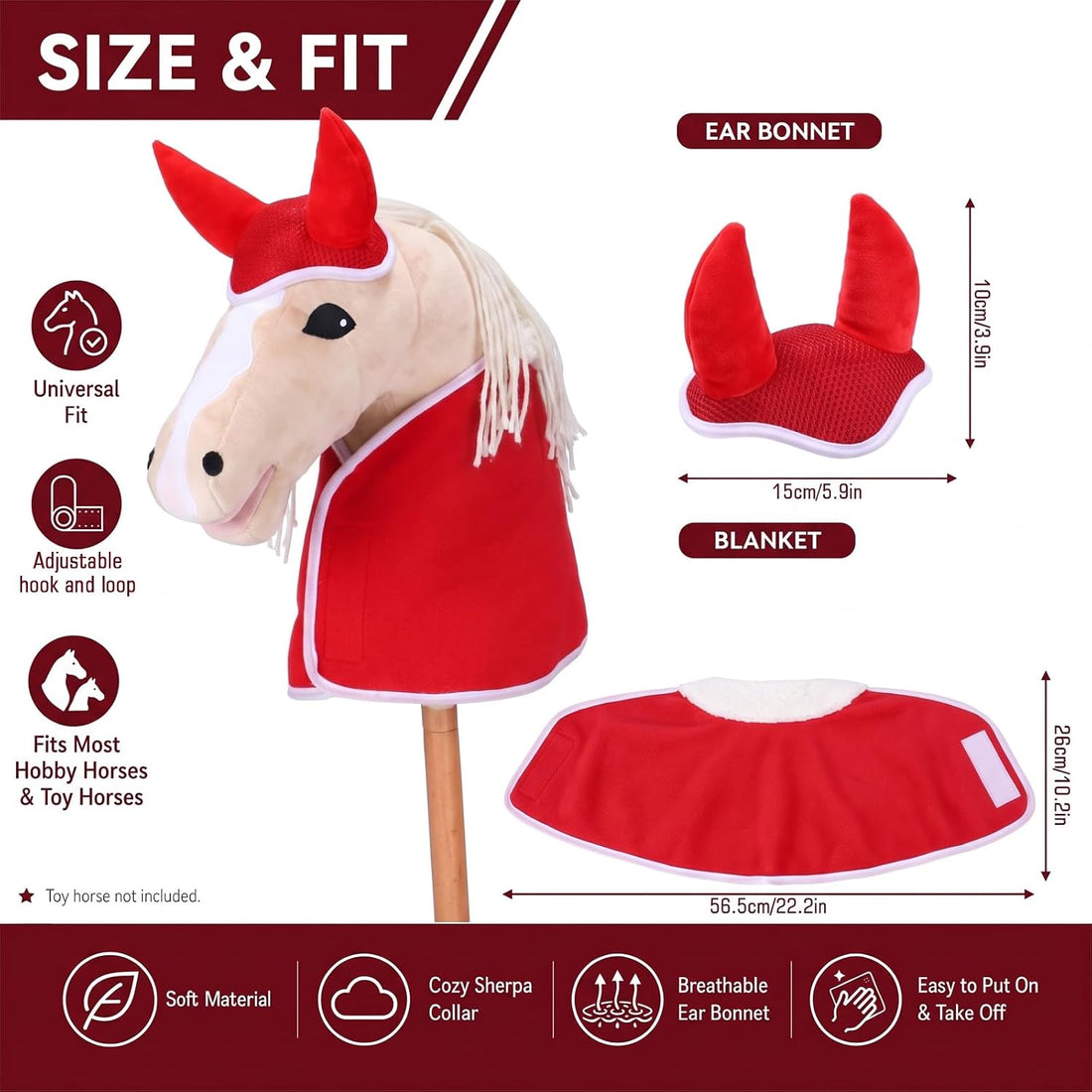 Tallew 2 Pcs Hobby Horse Tack Toy Accessories Set