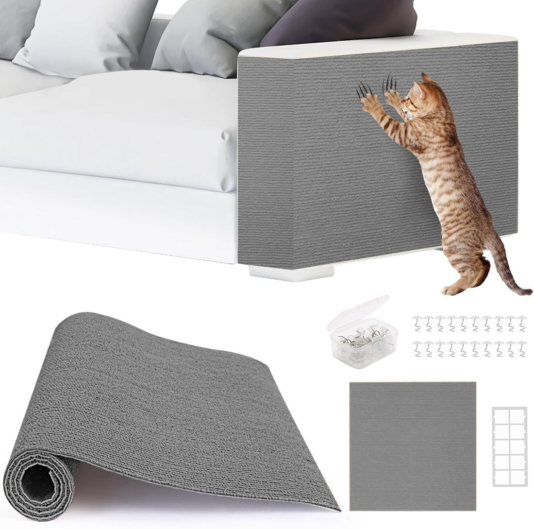 4Pack Cat Scratch Furniture Protector, Self-Adhesive, Light Gray