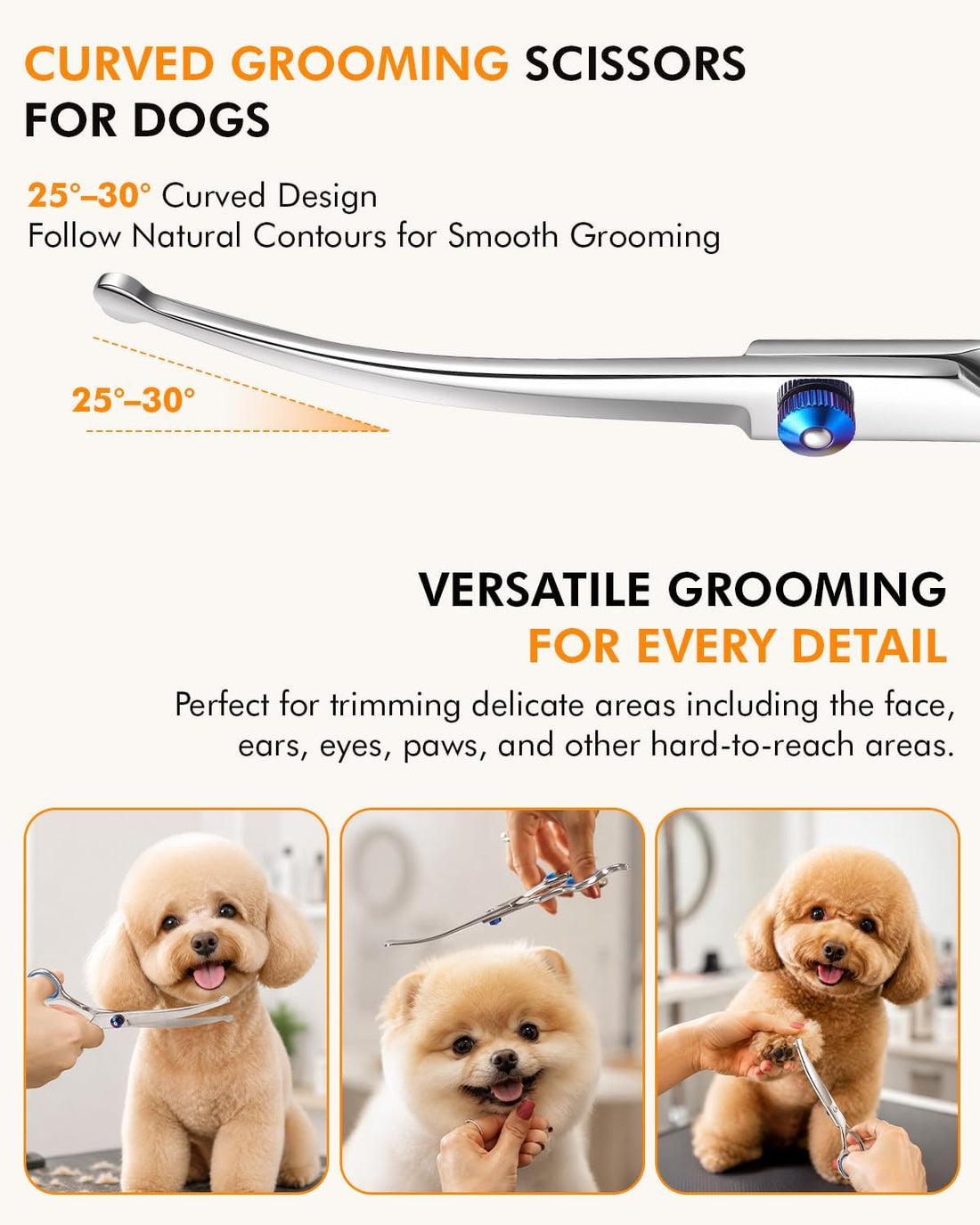Curved Dog Grooming Scissors, 7.7 Inch Pet Grooming Shears