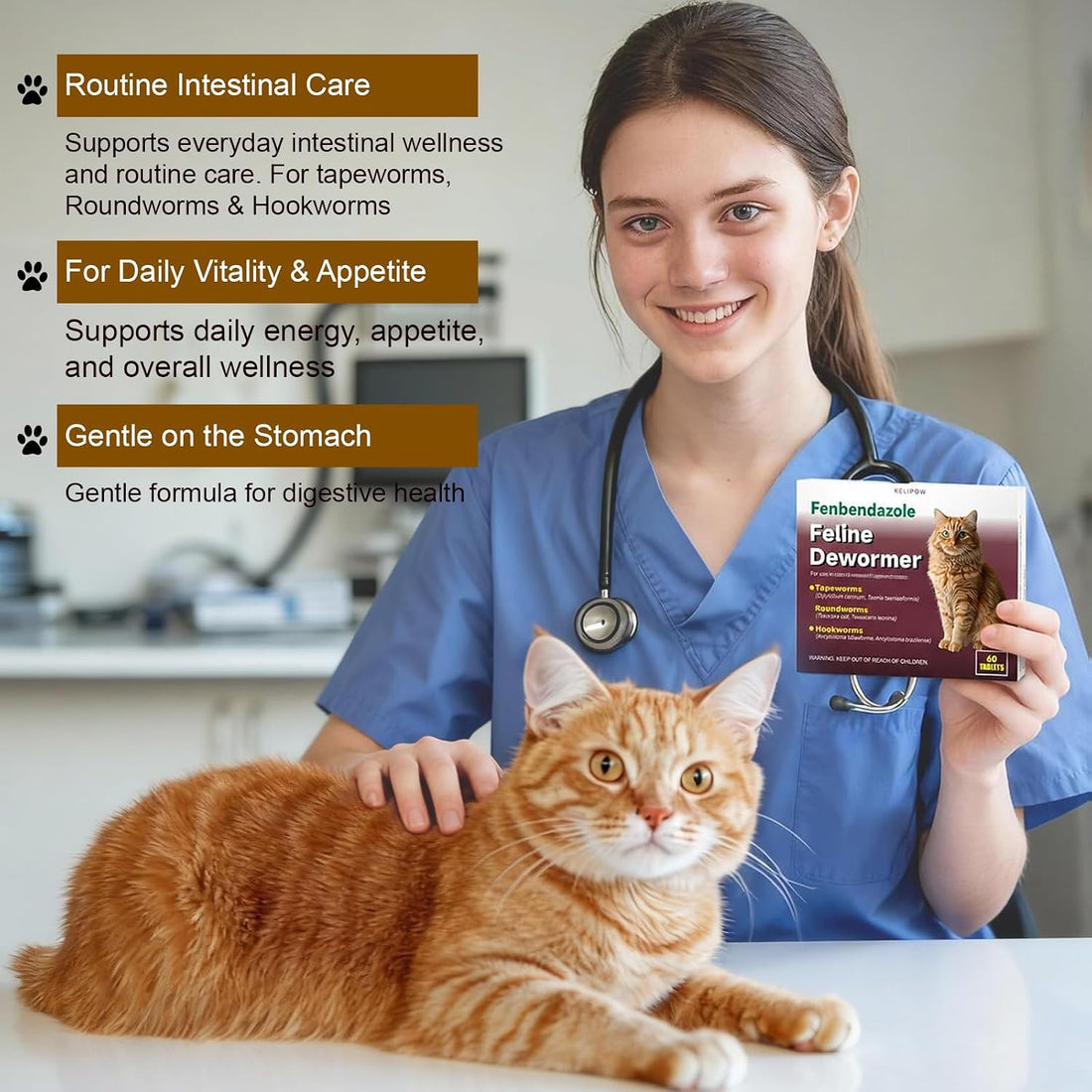 Dewormer for Cats & Kittens, Fenbendazole for Tapeworms