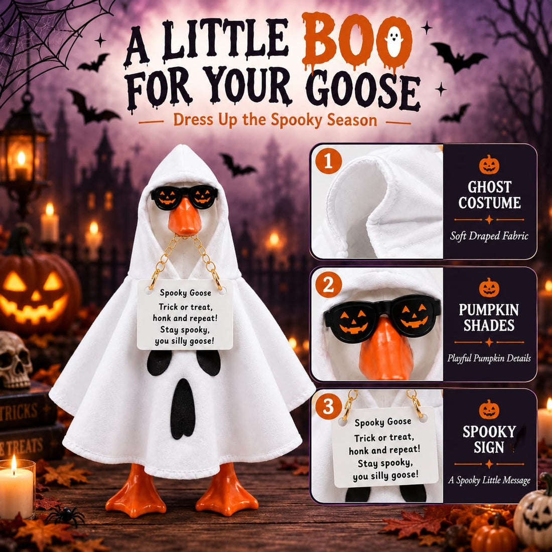 2 Pack Desk Goose Outfits 7 Inches for Halloween Christmas and Holiday