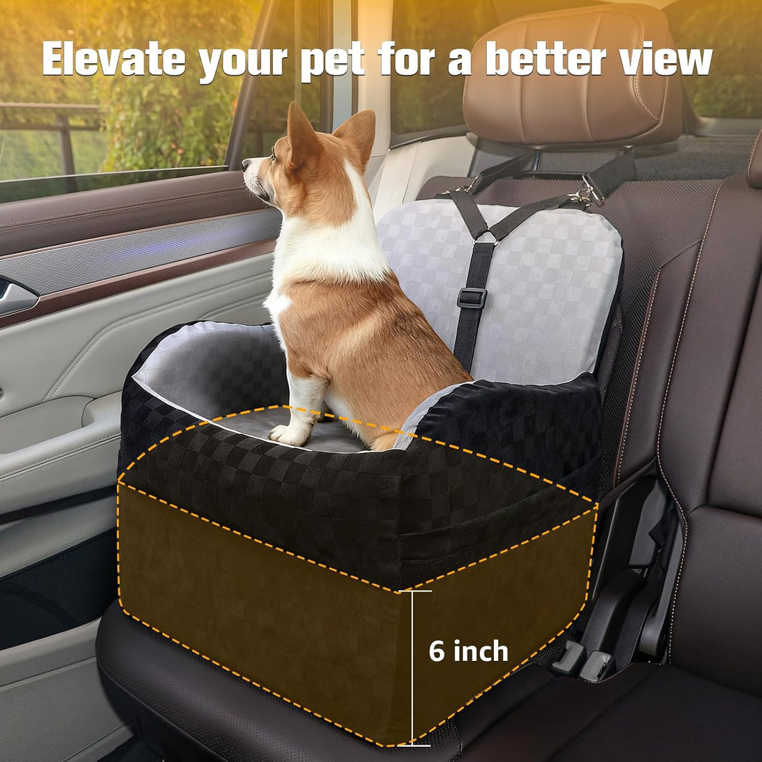 PETICON Waterproof Dog Car Seat for Small Medium Dogs