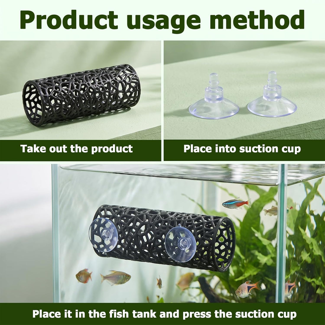 Amabro 4Pcs Betta Fish Hammock Tunnel Set Float Cave Leaf Pads