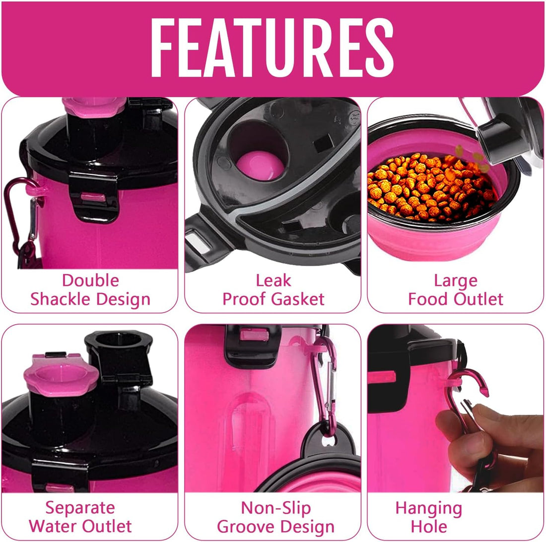 Dog Travel Water Bottle W/Collapsible Bowls